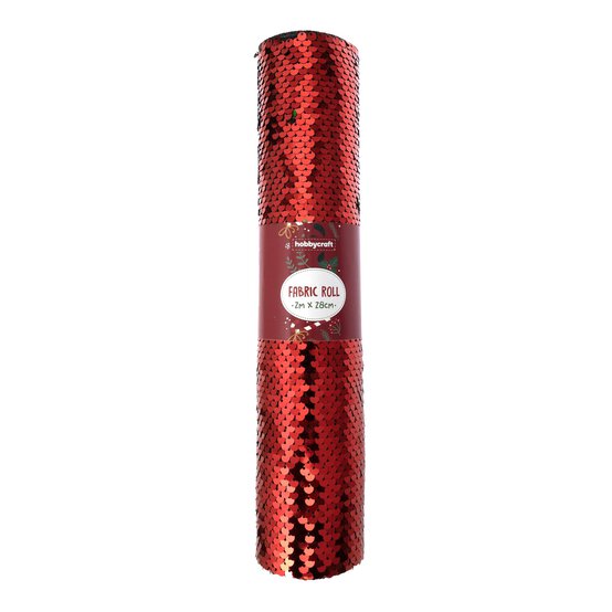 Red and Green Sequin Fabric Roll 28cm x 2m  image number 4