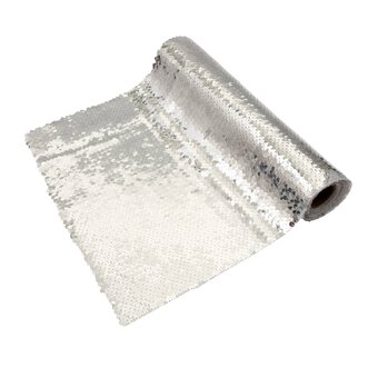 Silver Sequin Fabric Roll 28cm x 2m