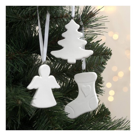 Hanging Ceramic Christmas Decorations 3 Pack image number 1