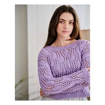 Knitcraft Chunky Pointelle Lace Jumper Digital Pattern 0292 image number 3
