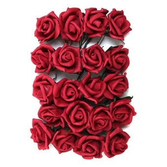 Red Wired Rose Heads 20 Pack