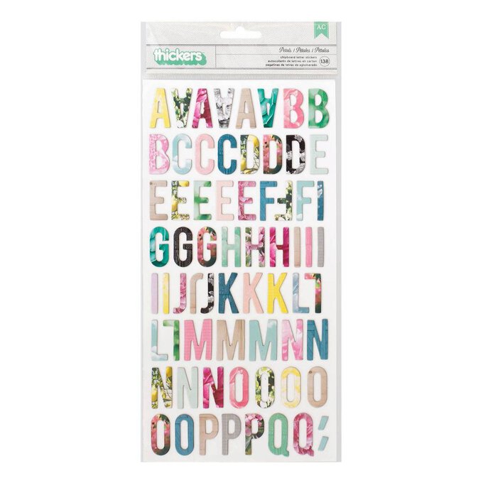 Petals Chipboard Letter Thickers Stickers 138 Pieces Hobbycraft