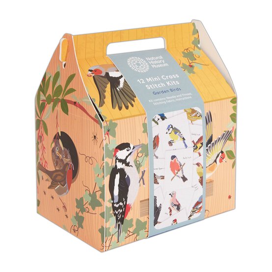 Natural History Museum Garden Birds Mini Cross Stitch Kit 12 Pack  image number 1