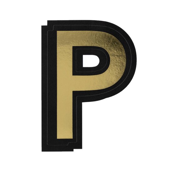 Black and Gold Vinyl Letter P Sticker 5cm image number 1