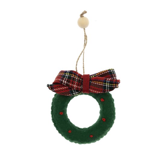 Hanging Felt Mini Wreath Decoration 9.5cm image number 1