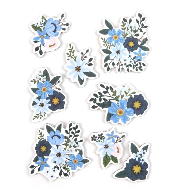 Blue Flower Chipboard Stickers 8 Pack image number 1
