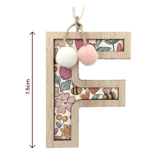 Hanging Wooden Letter F 7.5cm  image number 3