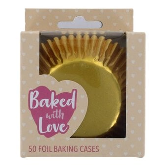 Baked With Love Gold Foil Cupcake Cases 50 Pack