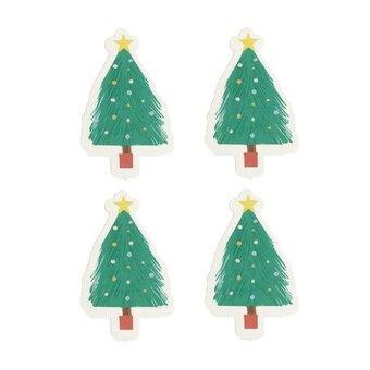 Tree with Star Wooden Toppers 4 Pack