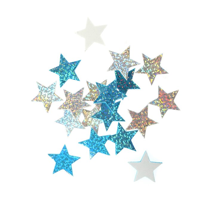 3-d Silver Star Glitter Foam Dimensional Stickers