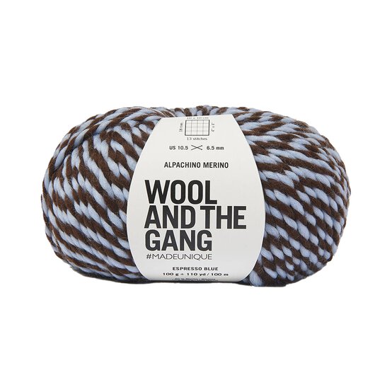 Wool and the Gang Espresso Blue Alpachino Merino Twist 100g  image number 1