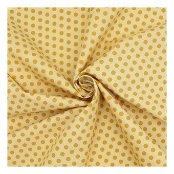 Flaxen Yellow Medium Dot Cotton Fabric by the Metre