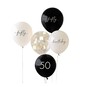 Ginger Ray Black and Champagne Gold 50th Birthday Party Balloons 5 Pack image number 1