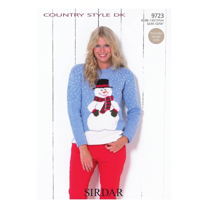 Sirdar Country Style DK Snowman Christmas Jumper Digital Pattern 9723 image number 1