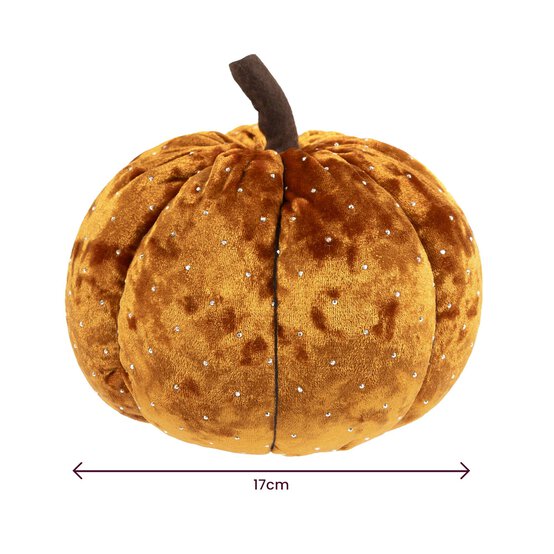 Orange Sparkle Velvet Pumpkin 17cm image number 5