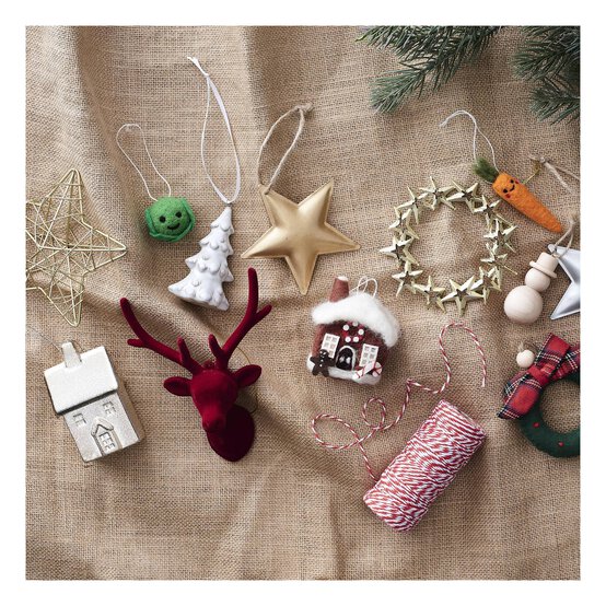 Hanging Beige Ceramic Tree Decoration 9cm  image number 3