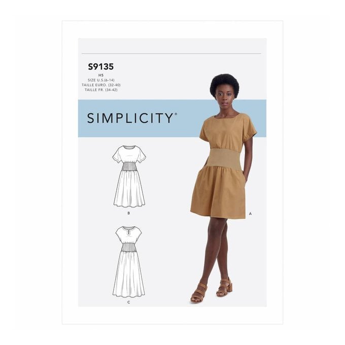 Simplicity Dress with Knit Midriff Sewing Pattern S9135 (14-22) image number 1