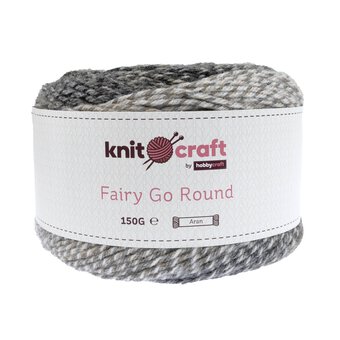 Knitcraft Grey Beige Fairy Go Round Aran Yarn 150g