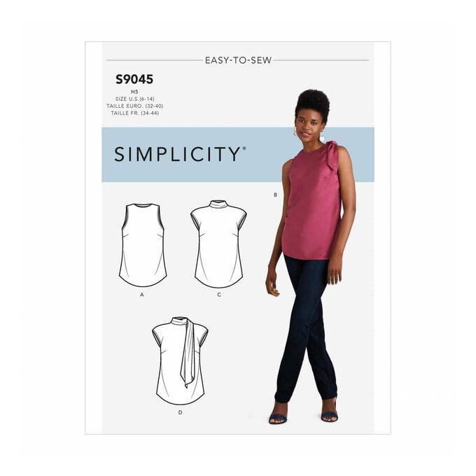 Simplicity Neck Tie Tops Sewing Pattern S9045 (14-22) image number 1