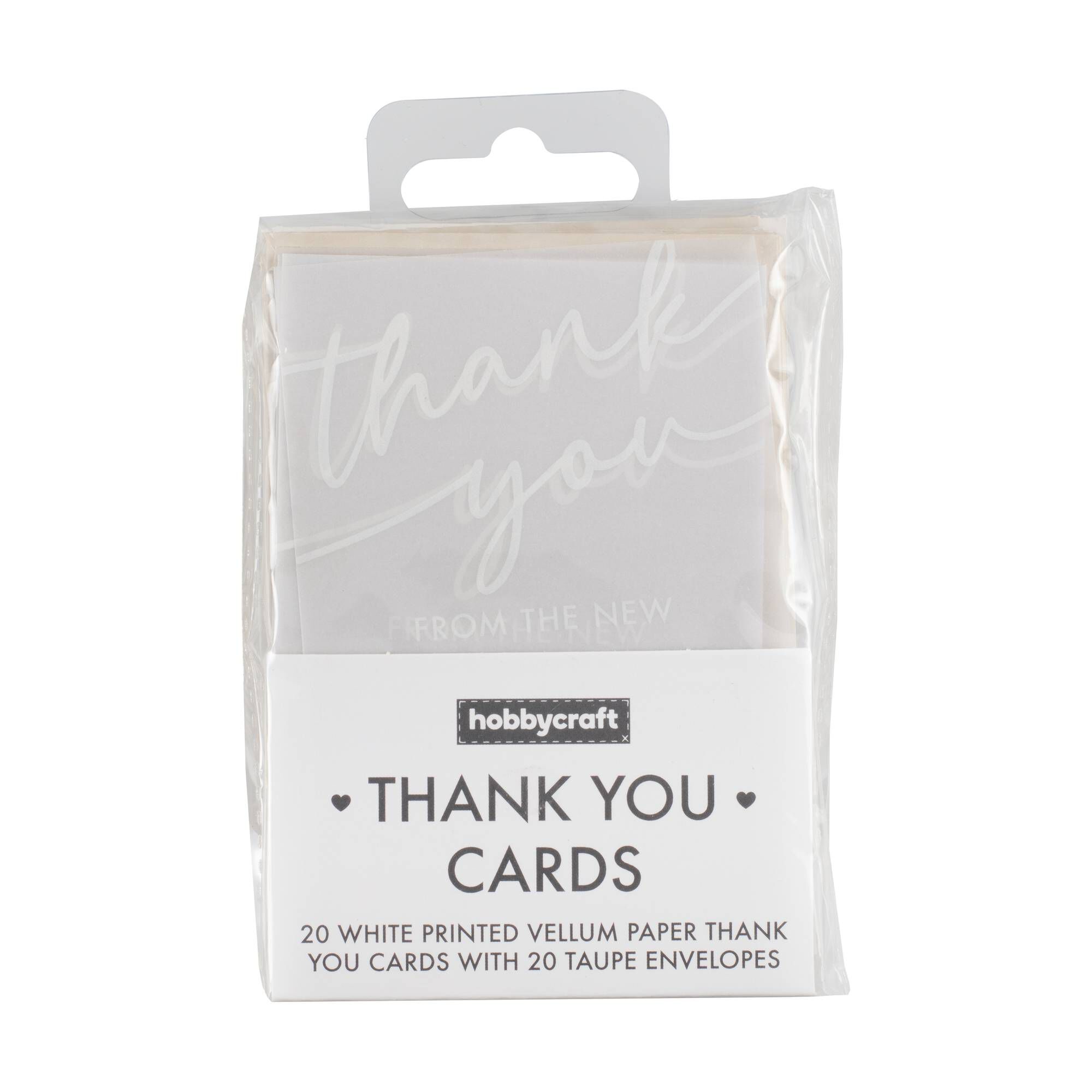 White Vellum Thank You Cards 20 Pack Hobbycraft