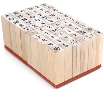 Typewriter Alphabet Wooden Stamp Set 60 Pieces image number 3