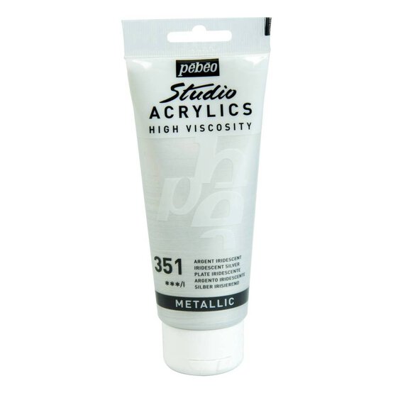 Pebeo Iridescent Silver Studio Acrylic Paint 100ml image number 1