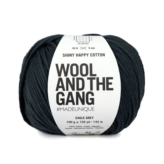 Wool and the Gang Eagle Grey Shiny Happy Cotton 100g image number 1