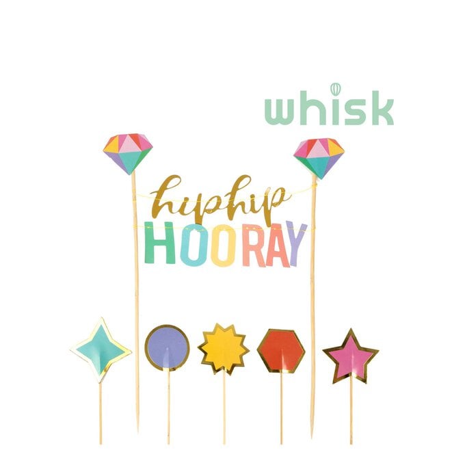 Whisk Hip Hip Hooray Cake Toppers 6 Pieces image number 1