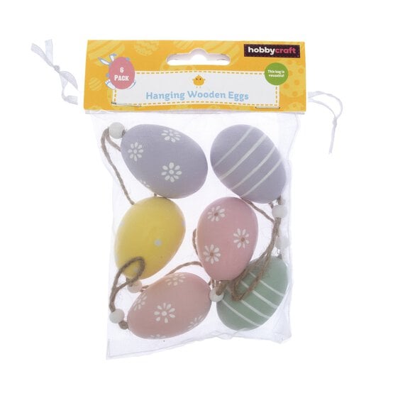 Hanging Wooden Eggs 6 Pack  image number 4