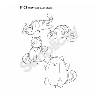 Simplicity Stuffed Toy Kitties Sewing Pattern 8403