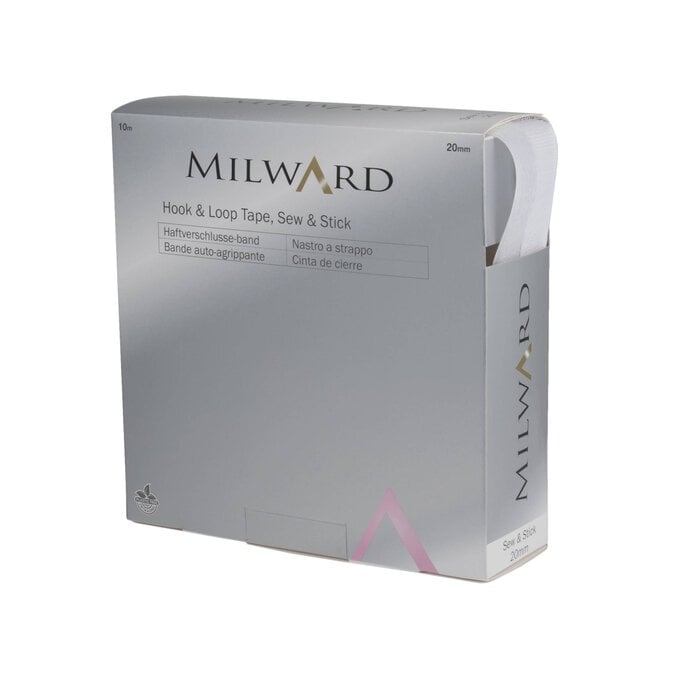 Milward White Sew & Stick Hook and Loop Tape by the Metre image number 1