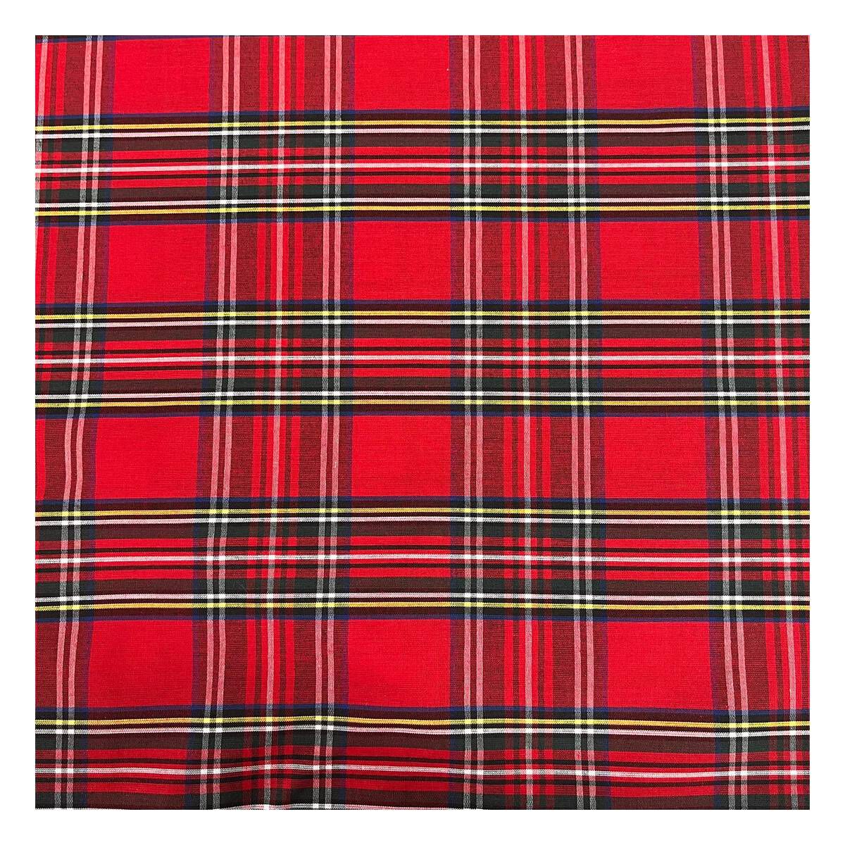 Red Poly Cotton Tartan Fabric by the Metre Hobbycraft