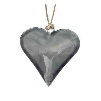 Hanging Grey Heart Decoration 7.5cm 