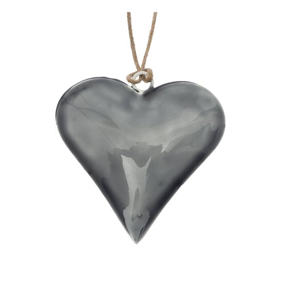 Hanging Grey Heart Decoration 7.5cm  image number 2