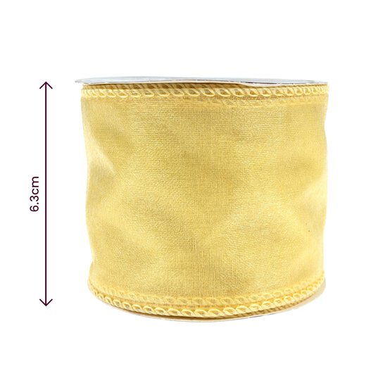 Light Gold Wire Edge Organza Ribbon 63mm x 3m image number 3