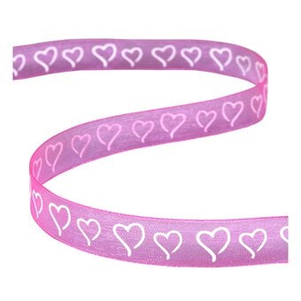 Hot Pink Curly Hearts Ribbon 15mm x 3.5m