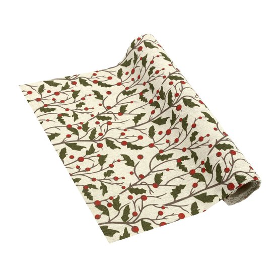 Holly and Berries Fabric Roll 28cm x 2m image number 1