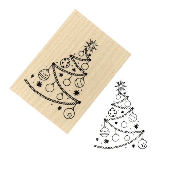 Bauble Tree Wooden Stamp 5cm x 7cm image number 1