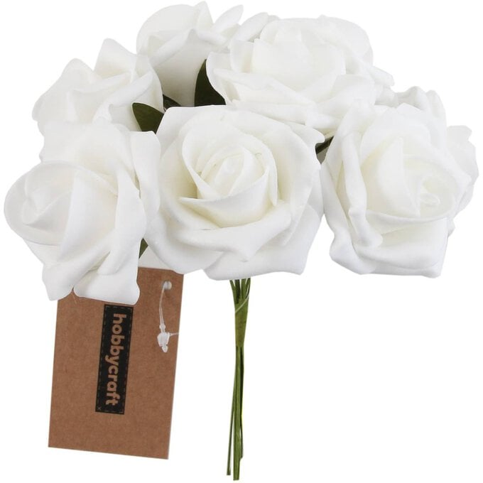 White Open Rose Bouquet 8 Pieces image number 1