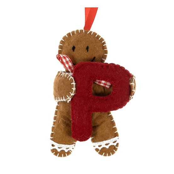Hanging Gingerbread Felt Letter P Decoration image number 3