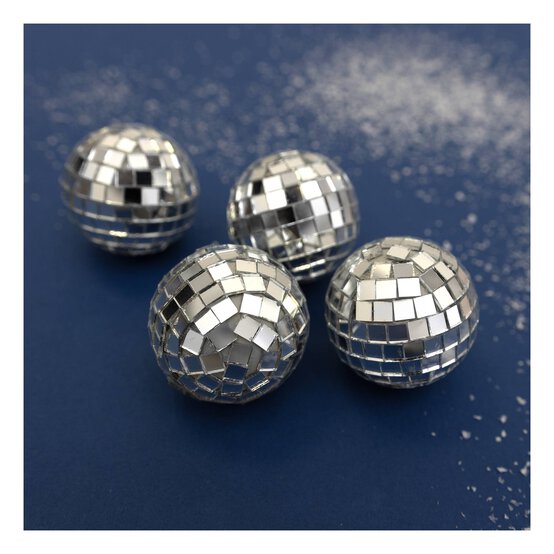 Mini Silver Mirror Balls 4 Pack image number 1
