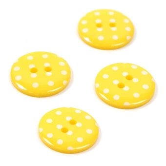 Hemline Yellow Novelty Spotty Button 4 Pack