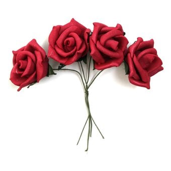Red Wired Rose Heads 20 Pack