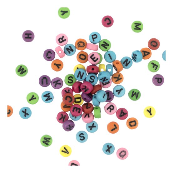 Black Letter Bright Alphabet Beads 40g  image number 1