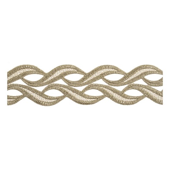 Gold 60mm Metallic Leaf Border Lace Trim by the Metre image number 1