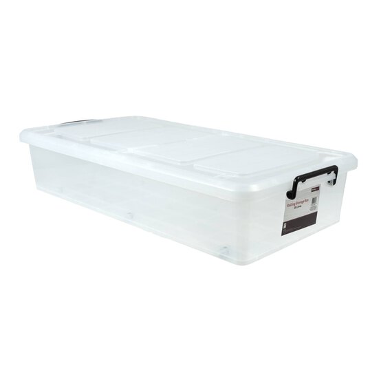 Clear Split Lid Rolling Storage Box 35 Litres image number 1