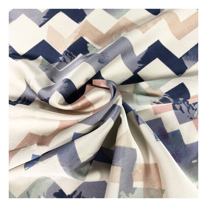 Cream Silky Zigzag Fabric by the Metre image number 1