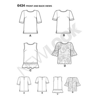New Look Women's Top Sewing Pattern 6434 image number 2