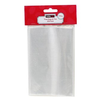 Clear Treat Bags with Ties 10 x 15cm 150 Pack image number 2