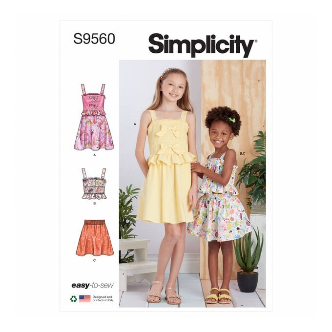 Simplicity Children’s Top and Dress Sewing Pattern S9560 (7-14) image number 1